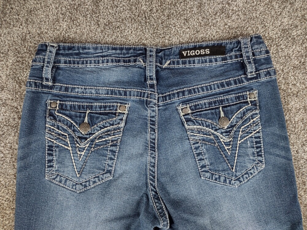 Vigoss Jeans Womens 6 31x28 Slim Fit Boot Heritage Embellished Thick Stitch